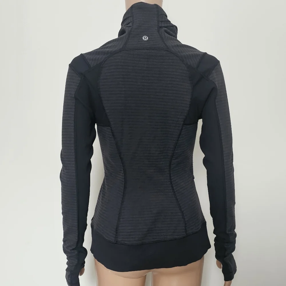 RARE Lululemon Bhakti Yoga Jacket In Luon Pique Black Dark Slate/ Black